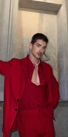 Red Suit Men Aesthetic, Elite Outfit Style, Manu Rios Style, Many Rios, Red Outfit Aesthetic Men, Manu Rios Outfit, Red Party Outfit, Mens Date Night Outfit, Graduation Outfit Ideas Men