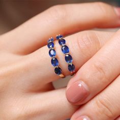 Authentic 18K Solid Gold Natural Sapphire Rings Charm Beautiful Jewelry Size 5-8 Safire Jewelry, Rings Diy, Sapphire Rings, Diy Jewelry Accessories, Accessories Diy Jewelry, Cute Rings, Sapphire Jewelry, Fine Rings, Gems Jewelry