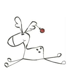 a drawing of a reindeer running with a ball in its mouth