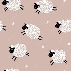 black and white sheep on a pink background