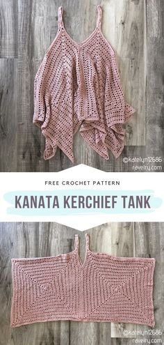 two crocheted tank tops with text that says, free crochet pattern