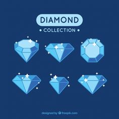 diamonds collection in flat style on blue background