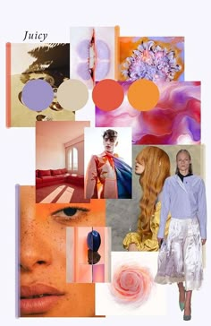 the collage shows different colors and styles of clothing, hair, and accessories in various pictures