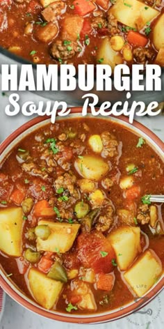 hamburger soup recipe with potatoes and carrots in a bowl