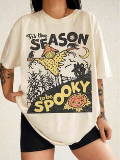 Tis the Season to be Spooky Tee UNISEX Comfort Colors® Grunge Halloween Tee Vintage Halloween Tshirt Funny Pumpkin Tis the Season Oversized T Shirt  Please read before placing your order  1. All our apparel is GENDER NEUTRAL / UNISEX. The relaxed fit is flattering for all bodies. 2. Refer SIZE CHART for measurements. Upsize for oversized looks. 3. This t-shirt is a Comfort Colors Unisex tee - Boxy Fitting, 100% pure cotton, garment dyed and soft washed for a vintage vibe. 4. COLORS may vary slig Funny Halloween Shirts For Women, Maximalist Wardrobe, Funny Pumpkins, Halloween Graphic Tees, Halloween Tshirt, Tshirt Funny, Fall Feels, Halloween Shirts, Halloween Tees