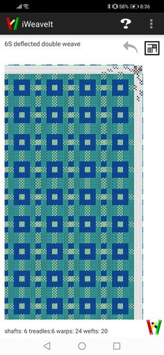 an image of a blue and white pattern on a cell phone screen, with the text'iweaveit '