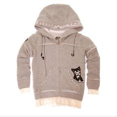 (Nwt) Mini Shatsu, Size Xl (8-10), Puppy Lace Baby Hoody. Fits Winter Fleece Hoodie For Playwear, Winter Long Sleeve Hoodie For Playwear, Cute Gray Sweatshirt For Winter, Hooded Winter Sweatshirt For Playwear, Winter Hooded Sweatshirt For Playwear, Hooded Winter Outerwear For Playwear, Cute Cotton Outerwear For Play, Cute Winter Outerwear For Playwear, Cute Winter Playwear Outerwear