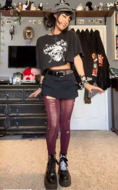 Feminine But Edgy Outfit, Mini Corset Outfit, Grunge Pencil Skirt Outfits, Flare Jeans Outfit Alternative, Leather Skirt Rocker Outfit, Alternative Homecoming Outfits, Horror Movie Outfits Aesthetic, Mcr Concert Outfit Ideas, Bday Outfit Ideas For School