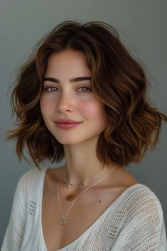 Girl Medium Haircut, Brunette Medium Hair, Haircuts For Females, Lob Haircut Straight, Neck Length Hair Cuts, Real Portrait, Female Haircuts, Haircut Medium Length, Haircuts Trending