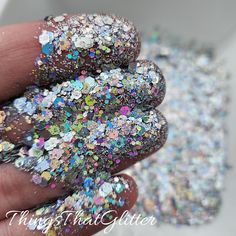 Get ready to add some sparkle to your life with our Chunky Silver Holographic Glitter! Available in either a 1 or 2 oz bag, this glitter is perfect for all your crafting needs. Whether you're working on epoxy tumblers, snow globe cups, resin crafts or nails, this glitter is sure to add a touch of magic and shine. Our Chunky Silver Holographic Glitter has a stunning blue hue that is sure to catch everyone's eye. And with its holographic finish, it reflects light beautifully creating an enchanting Sparkling Metallic Craft Supplies For Parties, Sparkling Metallic Craft Supplies For Party, Metallic Shimmer Craft Supplies For Party, Silver Shimmer Craft Supplies For Gifts, Iridescent Glitter Print Craft Supplies For Party, Iridescent Glitter Craft Supplies For Party, White Glitter Party Craft Supplies, Multicolor Shimmer Craft Supplies For Party, White Glitter Craft Supplies For Party