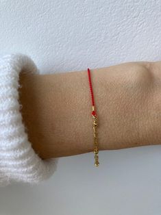 Red String Bracelet. Red String of Fate Bracelet. Red String Cord and Chain Bracelet. - Etsy Cyprus Red Minimalist Bracelet For Everyday Wear, Red Minimalist Bracelet For Everyday, Minimalist Red Bracelets For Everyday, Minimalist Red Everyday Bracelet, Dainty Red Bracelet With Sliding Knot, Red Minimalist Jewelry With Adjustable Cord, Minimalist Red Friendship Bracelet With Sliding Knot, Red Jewelry With Adjustable Length For Everyday, Red Minimalist Bracelets With Adjustable Cord