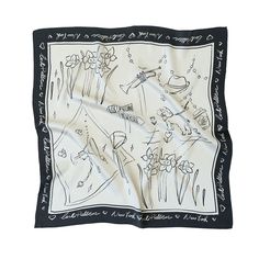 Design Hijab, Print Scarf Design, Hermes Twilly Scarf, White Silk Scarf, Fashion New York, Silk Scarf Design, Black Silk Scarf, Designer Silk Scarves, Black And White Scarf