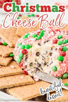 this christmas cheese ball is loaded with candy and sprinkles it's ready to be eaten