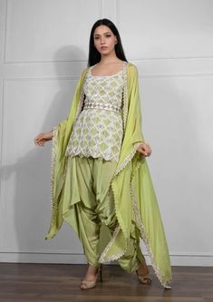 Ritika Mirchandani-Ivory Jade Green Embroidered Kurta Set-INDIASPOPUP.COM Ritika Mirchandani, Net Embroidery, Dhoti Pants, Party Suits, Simple Pakistani Dresses, Sharara Set, Embroidered Neckline, Embroidered Silk, Designer Wear