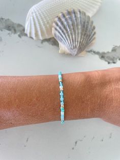 Minimalist Blue Bracelets For Summer, Minimalist Blue Bracelet For Summer, Minimalist Summer Friendship Jewelry, Minimalist Summer Jewelry For Friendship, Turquoise Friendship Bracelets With Colorful Beads For Summer, Summer Turquoise Friendship Bracelets With Colorful Beads, Minimalist Turquoise Beaded Friendship Bracelets, Turquoise Beaded Friendship Bracelets For Summer, Adjustable Dainty Anklet For The Beach