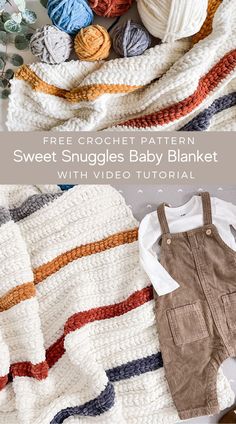 crochet baby blanket with video instructions for free crochet pattern, sweet snuggles baby blanket