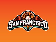 the san francisco baseball team's logo on an orange background with red and green colors