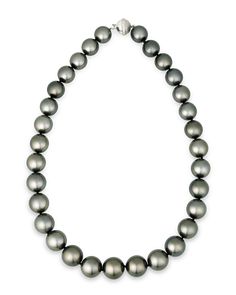 Thirty-one lustrous Tahitian pearls measuring between 14.6mm and 12mm bring a classic elegance to this necklace. Pearls such as these that hail from the warm waters of the South Pacific are highly prized for their color and eye-catching luster. Farmed from the Pinctada margaritifera, or black-lipped oyster, these pearls possess the darkest, most vibrant coloring of any other pearl. The oyster itself is among the largest known, resulting in monumental pearls that boast a bold, unrivaled beauty. A Diamond Ribbon, Tahitian Pearl Necklace, Jewelry For Sale, Future Outfit, Tahitian Pearls, South Pacific, Thirty One, Black Pearl, High Jewelry