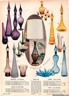 an old advertisement for vases and lamps from the 1950's