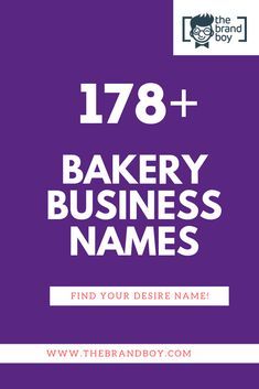 the bakery business name is displayed on a purple background with white lettering and an image of a