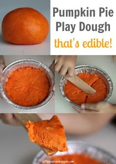 there is an image of pumpkin pie play dough that's edible and easy to make