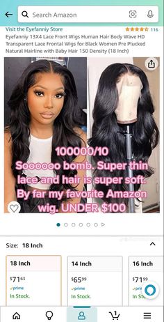 Wigs On Amazon, Amazon Wigs, Black Hair Magazine, Amazon Hair, Best Human Hair Wigs, Weave Ponytail Hairstyles, Sew In Hairstyles, Affordable Wigs