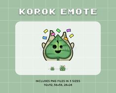 an image of a cartoon character with the words korok emotee on it