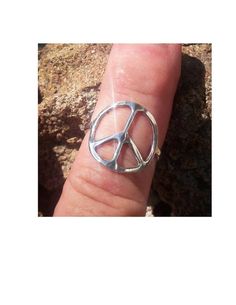 Silver Peace Sign Rings Are Handmade by Old Hippie Dave 925 | Etsy Silver Peace Sign Jewelry Gift, Adjustable Sterling Silver Peace Sign Jewelry, Symbolic Silver Jewelry With Peace Sign, Peace Sign Ring, Earthy Jewelry, Junk Jewelry, Jewelry Chest, Great Christmas Gifts, Dijon