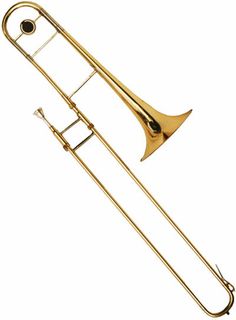 a brass trombone with a bell on it's side and the bottom section missing