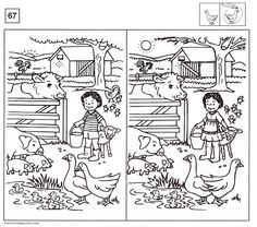 the farm scene is shown in this coloring page for children to learn how to draw and color