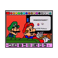 an old computer screen with mario and luigi on it