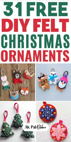 Felt Christmas ornaments are a charming addition to any holiday decor. Create handmade Christmas ornaments with felt ornament patterns and DIY ideas. These felt holiday decorations are perfect for personalizing your Christmas tree with unique designs. Explore simple no-sew felt ornaments or dive into more intricate patterns. From personalized felt ornaments or just some creative felt Christmas crafts, these Christmas craft ideas will make your holiday special. Make Your Own Xmas Decorations, Making Felt Christmas Ornaments, Felt Xmas Tree Ornaments, Felt Xmas Decorations To Make, Easy Sew Ornaments For Kids, Felt Christmas Sewing Patterns, Diy Christmas Ornaments Vintage, Easy Felt Ornaments For Kids, Felt Crafts Christmas Sewing Patterns