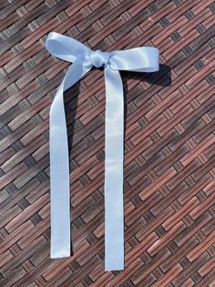 Satin Hair Bow, Bows Coquette, Light Blue Ribbon, Light Blue Hair, Hair Ribbon, French Barrette, Ponytail Holder, Blue Bow, Long Tail