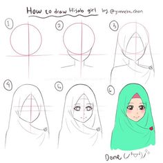 how to draw hijab girl step by step drawing instructions for kids and beginners