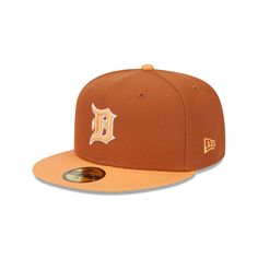 The Detroit Tigers Color Pack Earthy Brown 59FIFTY Fitted Cap features an embroidered Tigers logo at the front panels with a matching MLB Batterman logo at the rear, an orange glaze visor, and a gray undervisor. Jackie Robinson Day, 59fifty Hats, Tiger Logo, Texas Tech Red Raiders, Earthy Brown, Red Raiders, Spring Color, Utah Jazz, Seinfeld