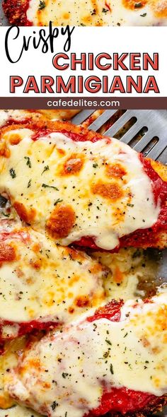 chicken parmesan on a grill with cheese and herbs in the top left corner