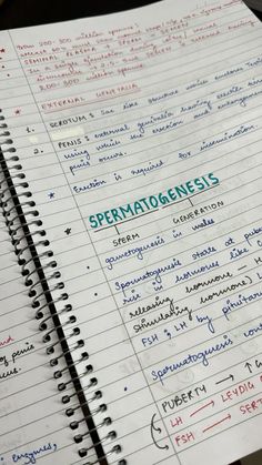 a spiral notebook with some writing on it and the words spamatoene is written in green