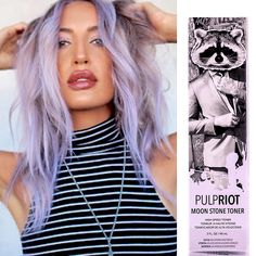 Pulp Riot High Speed Toner 90ml - Moonstone. Moonstone A Pale Violet Undertone Toner, Perfect For Removing Pale Yellow Tones And Creating Beautiful Metallic Blonde Results. Each Tube Is 90ml, So You Can Get Multiple Uses Out Of Each One. Pulp Riot Is Designed For Hair Artists To Create Stunning Vivid Colours Without Damaging The Hair. Formulated From High Quality Vegan Ingredients, The Conditioning Base Leaves Hair In Beautiful Condition With Intense Pigment, High Shine And Long-Lasting Results! Pulp Riot Hair, Vegan Ingredients, Pulp Riot, Hair Color For Women, Tone Hair, Yellow Tones, Artistic Hair, Pale Yellow, Silver Hair