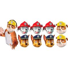 a group of dogs wearing fireman hats