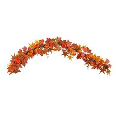 an orange and red fall leaf arch on a white background