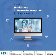 a computer screen with the words custom healthcare software development for every need