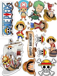 some stickers that are on the side of a white sheet with pirate characters in it