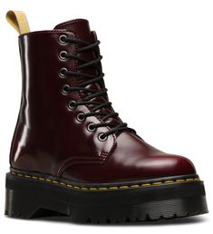 V JADON II CHERRY RED OXFORD RUB OFF PLATFORM BOOT Red Doc Martens, Jadon Boots, Dr Martens Jadon, Doc Martens Outfit, Doc Martens Boots, Martens Boots, Vegan Boots, Dr Martens Black, Dr Martens Boots