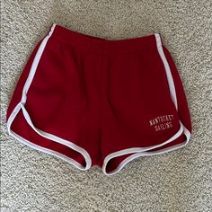 Red Brandy Shorts (Fits A 0-2 Waist) Never Worn Sporty Red Bottoms For Vacation, Red Cotton Shorts For Beach Season, Red Cotton Athletic Shorts, Sporty Red Bottoms For Beach Season, Red Cotton Vacation Shorts, Red Cotton Shorts For Vacation, Preppy Short Length Beach Bottoms, Preppy Cotton Shorts For Beach, Preppy Cotton Beach Shorts