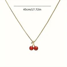 Adorable cherry pendant necklace. To avoid tarnish, limit exposure to water, perfume, or body cream.

2-day processing. Shipped in 4-7 days. Red Cherry Print Jewelry For Gifts, Elegant Cherry Colored Necklace For Gift, Elegant Cherry Color Necklace For Gift, Cherry Colored Vintage Jewelry For Gifts, Cherry Colored Vintage Jewelry For Gift, Cherry Vintage Jewelry For Gift, Vintage Cherry Jewelry For Gift, Vintage Cherry Colored Jewelry Gift, Cherry Pendant