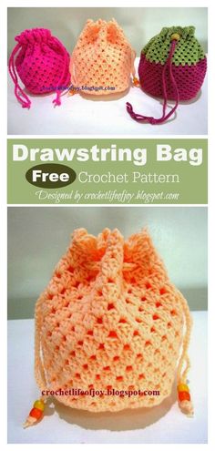 crochet drawstring bag free pattern