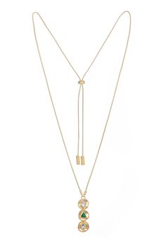 "A modern everyday necklace with a touch of shimmer, perfect for our woman on the go. Our Divine Three Charm Pendant Necklace features a three-story elegant multi-color charm necklace. With a mix of sparkling colored gems and a polished gold look, they are a must-have for every special occasion! Material: Alloy, Glass, Multi color, Alloy, Glass, BLUE+ GREEN+RED Gemstone Size: 16" Length, 12mm charm (3 charms Pendant ) Adjustable Ball Clasp" Modern Gold Necklaces With Detachable Pendant, Modern Gold Necklace With Detachable Pendant, Luxury Necklaces With Adjustable Chain For Layering, Elegant Gold Layered Necklace With Round Pendant, Elegant Double Chain Charm Necklace With Round Pendant, Elegant Round Pendant Charm Necklace With Double Chain, Elegant Gold Charm Necklace With Adjustable Length, Gold Necklace With Detachable Pendant For Everyday, Luxury Adjustable Necklaces For Everyday Wear