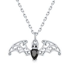 PRICES MAY VARY. ❣DESIGN❣ Silver Bat Necklace - Bat represents protection and Halloween, bat could protect people and block all bad things, with hollow pattern wings designed, it's so mysterious and special. Absolutely an elegant and gorgeous women necklace jewelry gift for your best friend, sister, daughter or a special treat for yourself on any Festival and Anniversary. ❣MATERIAL❣ 100% 925 Sterling Silver, Lead-Free & Nickel-Free, Hypoallergenic and Safety for sensitive skins, Silver Bat Neckl Bat Pendant, Bat Necklace, Wings Necklace, Jewelry Halloween, Halloween Bat, Wing Necklace, Bad Things, Women Necklace, Halloween Jewelry