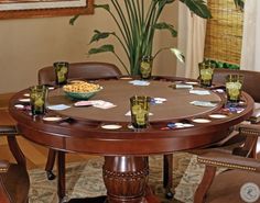 a round table with chairs around it