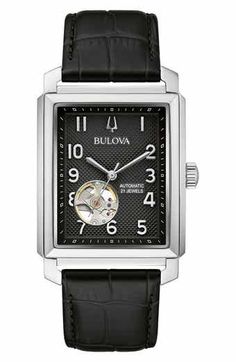 BULOVA Frank Sinatra My Way Leather Strap Watch, 29.5mm | Nordstrom Bulova Watches, Automatic Watches For Men, Mass Market, Classic Watches, Wristwatch Men, Zeppelin, Minerals Crystals, Black Watch, Automatic Watch